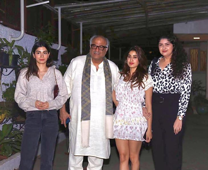 Boney Kapoor with daughters
